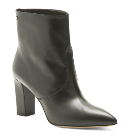 Capezzani Leather Wide Ankle Pointy Toe HeeledBooties